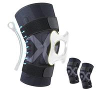 FALSKT Ginocchiera Ortopedica Sportiva 2 Pezzi Tutore Ginocchio Menisco ginocchiera sportiva ginocchiere palestra fascia elastica Regolabile Traspirante Supporto per Artrite Fitness Uomo/Donne Nero L