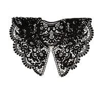 Falso collare da donna finto staccabile per abito ricamo pizzo maglione falso collare, Fibbia in metallo nero, Taglia unica