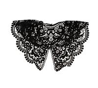Falso collare da donna finto staccabile per abito ricamo pizzo maglione falso collare, Fibbia Perla Nero, Taglia unica