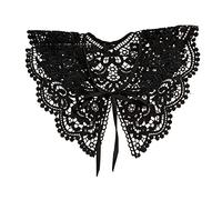 Falso collare da donna finto staccabile per abito ricamo pizzo maglione falso collare, Pizzo Nero, Taglia unica