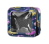 Falso Glitter Cartoon Car Navy Blue Clear Makeup Bag per borsa piccola borsa cosmetica per borsa portatile trucco organizzatore per viaggi