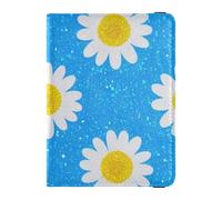 Falso Glitter Cartoon Daisy Fiore Blu Cuoio decorativo passaporto libro titolare Vaccino Card Holder Cover Combo Documento Organizer Holder Accessori Impermeabile, Falso Glitter cartone animato