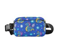 Falso Glitter Cartoon Dragon Blu Carino Zipper Fanny Pack Sling Bag per le donne d'affari Impermeabile con Cinghia Regolabile per Allenamento Corsa Escursionismo mandiles para mujer de cocina, Falso