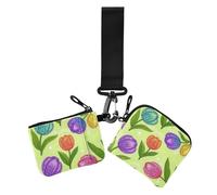 Falso Glitter Cartoon Fiore Verde Fiore Delle Donne Cambiamento Portafoglio Custodie Compatte Dimensioni Porta Biglietti da Visita Porta Denaro Organizer con Cinturino da Polso per Signora 2