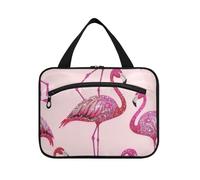 Falso Glitter Cartoon Flamingo Rosa Borse Appese per Viaggiare Donne con gancio, Designer Compact Toiletry Borse per le Signore Bagno bolsos para Hombre L