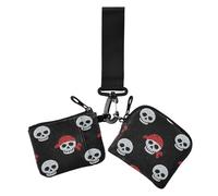 Falso Glitter Cartoon Pirata Cranio Cool Donne Casi di Carta Cambiamento Titolare di Grande Capacità di Carta di Denaro con Cinturino da Polso per il Lavoro 2 Pz portafoglio para tarjetas, Falso