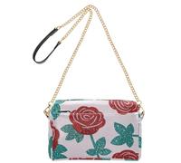 Falso Glitter Cartoon Rose Flower Pink Fashion Borsa a tracolla per donna in pelle vegana borse da donna zip borse a tracolla da donna