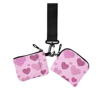 Falso Glitter Cuore Pesca San Valentino Portamonete da donna Custodie per carte Sottile Piatto Portafoglio con Cerniera Tasca portamonete per Lavoro 2 Confezioni tarjeteros para mujer, moderno