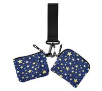 Falso Glitter Gold Star Blu Scuro Borse Monete Delle Donne Titolare di Carta Piccolo Portatile Cerniera Portafoglio Da Polso con Tasca Con Cerniera per Ragazze 2 Confezioni billeteras para, Finto