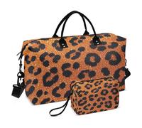 Falso Glitter Leopard Print Arancione Decorativo Borsa da Viaggio Sport Palestra Tote Bag con Cinghia Regolabile per Sport Grande Capacità bolsas para viajar