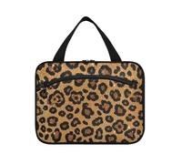 Falso Glitter Leopard Print Brown Hanging articoli da toeletta Borsa per gli uomini con gancio, Designer Chic Borse cosmetiche per accessori per le donne Campeggio bolso para maquillaje de Mujer L