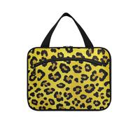 Falso Glitter Leopard Print Giallo Appeso Viaggio Organizzatore Borse con gancio, Designer Pieghevole Toiletry Bag Appeso per Accessori da Viaggio per le Donne Viaggio bolso para