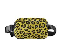 Falso Glitter Leopard Print Giallo Trendy Zipper Fanny Pack Sling Bag per le Donne Uomini Piccolo con Cinghia Regolabile per Viaggi Palestra Lavoro bolsa de cintura para, Falso Glitter Leopardo