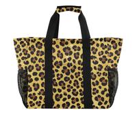 Falso Glitter Leopard Print Gold Utility Tote Bags Per Le Donne Pieghevole Impermeabile Canvas Beach Bag Tote, Falso Glitter leopardato oro, 1 size, Moda