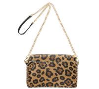 Falso Glitter Leopard Print Marrone Moda Piccola Borsa A Tracolla Donna In Pelle Vegana Croos Borse Del Corpo Zip Borse A Spalla