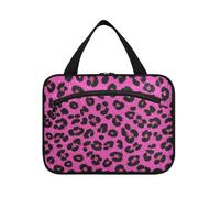 Falso Glitter Leopard Print Rose Red Borse da appendere per le donne che viaggiano con gancio, borsa cosmetica unisex di design per accessori da viaggio per le donne viaggio porta cosmeticos Mujer