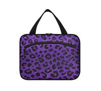 Falso Glitter Leopard Print Viola Appeso Mens Borsa da viaggio con gancio, Designer Necessities Kit da barba Borse per gli Uomini per Adulti Hotel organizador de maquillaje para L