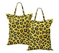 Falso Glitter Leopard stampa giallo lavanderia borsa da viaggio impermeabile bagnato asciutto borse per viaggiare 2 pezzi vestiti sporchi borsa da viaggio con manico