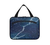 Falso Glitter Marmo Grano Blu Universo Hanging Toiletry Bag per gli uomini con gancio, Designer Necessities Cosmetic Makeup Bag per le donne Palestra estuche de maquillaje para Mujer L