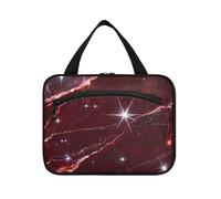 Falso Glitter Marmo Grano Rosso Appeso Viaggio Toiletry Borse con gancio, Designer Essenziale Trucco Cosmetico Borsa per Viaggi Essentials Crociere kit de para Mujer L