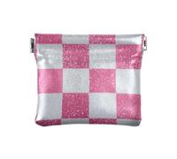 Falso Glitter Scacchiera Quadrati Bianco Rosa Donna Piccola Borsa in Pelle Casi di Carta Unici Organizzatori di Denaro per le Donne Signore, Finti quadrati a scacchiera glitter bianco rosa, 1 size