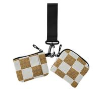 Falso Glitter Scacchiera Quadrati Oro Bianco Portafogli da Donna Custodie per Carte Dimensioni Compatte Portafoglio Cerniera Portafoglio Monete con Cinturino da Polso per Lavoro Viaggio 2 Pz, Falso