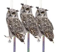 Falso gufo esca per spaventare gli uccelli, 3PCS spaventapasseri appeso dispositivo uccello riflettente per tenere piccione e picchio lontano dal giardino o dal cortile