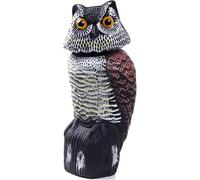 Falso gufo esca per spaventare gli uccelli, sculture a testa rotante, statue di plastica nemico della natura, repellente per parassiti, controllo degli uccelli e deterrente per piccioni,