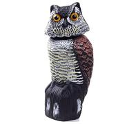 Falso gufo esca per spaventare gli uccelli, sculture a testa rotante, statue di plastica nemico della natura, repellente per parassiti, controllo degli uccelli e deterrente per piccioni。