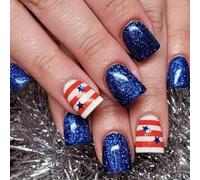 Falso Independence Day Artificiale Colla Su Quadrato Falso 4 Luglio Manicure Decor Artificiale Chiodo Falso