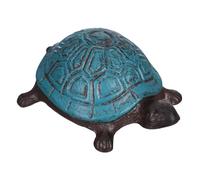 Falso sasso nascondiglio, Statua da giardino for esterni a forma di tartaruga in ghisa, nascondi-chiavi e portagioie, blu, 11x7,5x4,7 cm