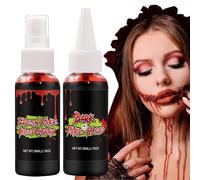 Falso spray di sangue, set di sangue finto | Sangue di scena 2X,Sangue lavabile per vestiti, sposa zombi, vampiro e trucco e vestire spaventosi