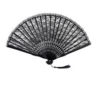 Faltbarer Spitzenfächer, Spitze Handfächer mit Holzgriff, Faltbare Fächer, Hochzeit Hand Fan, Vintage Fächer Spitze, Fächer Spitze für Hochzeit Party Tanzen Requisiten Home Decorative (Schwarz)