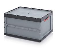 Faltbox + Deckel Auer FBD 64/42 Klappbox Kunststoff Box 60 x 40 x 42cm Volumen 87L | Stapelbehälter Aufbewahrungskiste Transportbox Plastikbox Lagerbox Campingbox