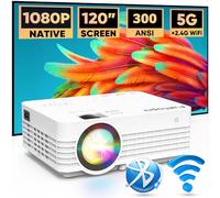 Faltopu Native 1080P Proiettore Mini Portatile Proiettore Proiettore Display 120 Pollici Proiettore Film WiFi 5G Bluetooth Proiettore Full HD 13000L Compatibile con iOS/Android TV, DR06