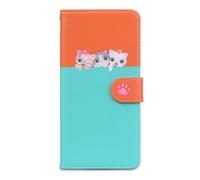 FALUWONRU per iPhone 17 Pro Carte di Credito Custodia in Pelle Cover Apple iPhone 17 Pro a libro Magnetica Custodia Custodia a Portafoglio di Cane e Gatti Cartoon per Donne,Arancione&Blu Cielo