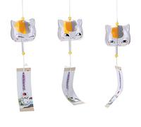 Falytemow Campanelle a vento giapponesi divertenti a forma di gatto, romantiche campane a vento in vetro fatte a mano, in stile giapponese, per regalo di compleanno, decorazioni per la casa (3 pezzi,