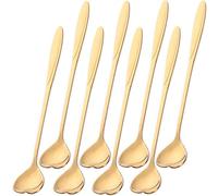 Falytemow - Cucchiai in acciaio inox 304 per caffè, tè, dessert, bevande, miscelazione, frullati, confezione da 8 8 pezzi a forma di cuore dorato.