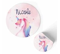 FAMÀ - Etichette Adesive Personalizzate Compleanno Bimbi Unicorno Ø 38 mm - Sticker Personalizzati con Nome e Data 175pz