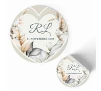 FAMÀ - Etichette Adesive Personalizzate Matrimonio Flora Ø 38 mm - Sticker Personalizzati con Nome e Data 175pz