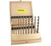 FAMAG 1599.510 SPI ralb-G Lungo hss, Set Pezzi in Scatola di Legno GL 150, Diametro 3, 4, 5, 6, 7, 8, 9, 10, 11 e 12 mm