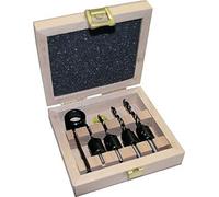 Famag Set di 5 punte per trapano a spirale con svasatura, diametro 3-6 mm, con pratica scatola di legno, 3574504
