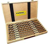 FAMAG - Set di punte per lewis, in cassetta di legno, 8 pezzi, Ø 10, 12, 14, 16, 18, 20, 22, 24 mm, lunghezza totale 460 mm