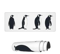 Famame Tappetino per mouse per computer portatile, con quattro profili di pinguini, tappetino da scrivania con bordi cuciti, 31,5 x 30 cm, antiscivolo, grande tastiera, tappetino in gomma per