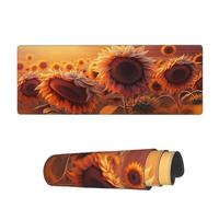 Famame Tappetino per mouse per computer portatile, motivo: campo di girasoli al tramonto, tappetino da scrivania con bordi cuciti, 31,5 x 30 cm, antiscivolo, grande tastiera in gomma, tappetino da