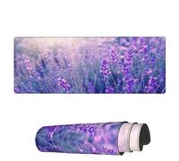 Famame Tappetino per mouse per computer portatile, motivo campo di lavanda, tappetino da scrivania con bordi cuciti, 31,5 x 30 cm, antiscivolo, grande tastiera, tappetino in gomma per scrivania per