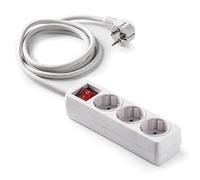 FAMATEL - Base 3 prese con interruttore | Presa di Terra (TT) | 16A | 250V | Cavo 5m 3x1,5mm2 | Bianco