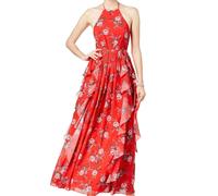 Fame and Partners Donna Rosso Emma Stampa Floreale Canotta Vestito Maxi Taglia 0