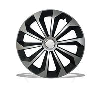 Fame Set comprensivo di 4 copricerchi universali, colore: nero e argento