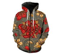 famesale Felpa con Cappuccio e Zip Ghost Warrior Samurai Dragon da Uomo Harajuku Cool Felpa con Stampa 3D Carp Casual Felpe Primaverili a Maniche Lunghe con Cappuccio